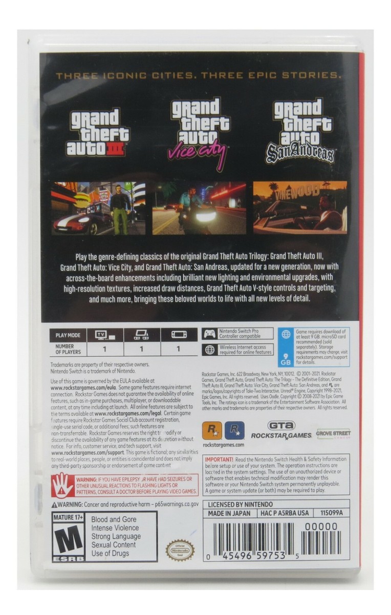 Nintendo Switch Grand Theft Auto: The Definitive Edition Amazon.com: Grand Theft Auto: The Trilogy (The Definitive