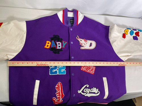 Dababy x BoohooMAN Oversized Loyalty Varsity Purple Bomber Jacket Men's XL NWT - Picture 23 of 24