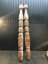 Vintage Antique 2pc Architectural Salvage Wood Rope Bed Post   42in x 4in