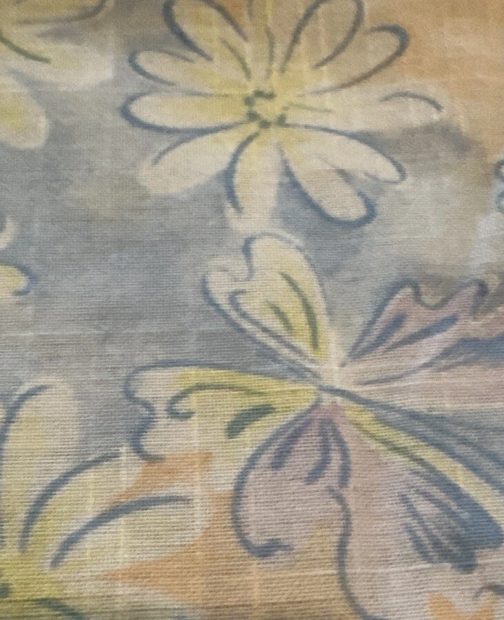 Vintage Floral Wamsutta Cotton Fabric W44” x2.75Yards Orange Blue Yellow Daisies - Image 2 of 4