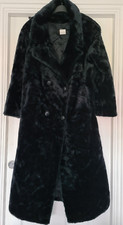 Newport News Easy Style Lined Long Faux Fur Coat - Black - Size S