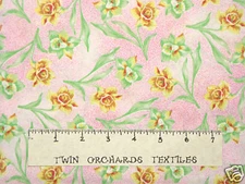 Oakhurst Pastel Pink Floral Tulip Cotton Fabric YARDS