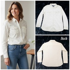 Tommy Hilfiger Vit Prickig Långärmad Skjorta med Knappar Dam Storlek Extra Stor 