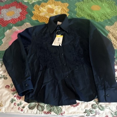 Versace Jeans Couture Paisley Blue Cotton Dress Shirt M 34/35 Point Collar