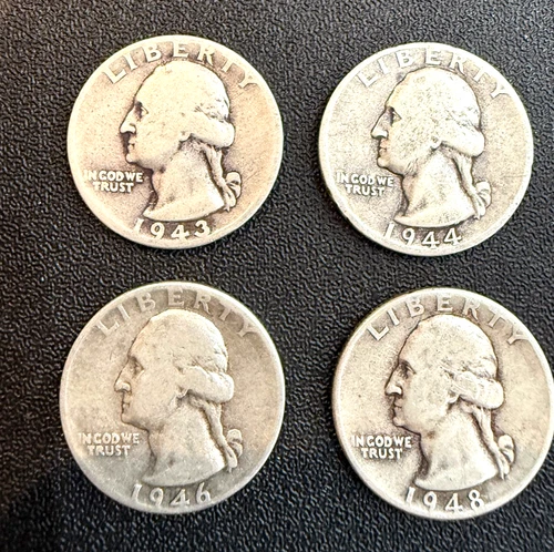 1940's 90% Silver Washington Quarters; Good Circulated Condition; Free Shipping