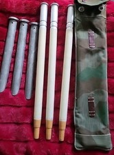 Excedente militar del ejército suizo madera/aluminio poste tienda estacas lona bolsa de estacas 