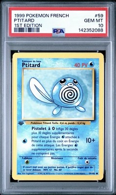 1999 Pokemon FRENCH 1st Edition Base Set Ptitard-Poliwag 59/102 PSA 10 GEM MINT