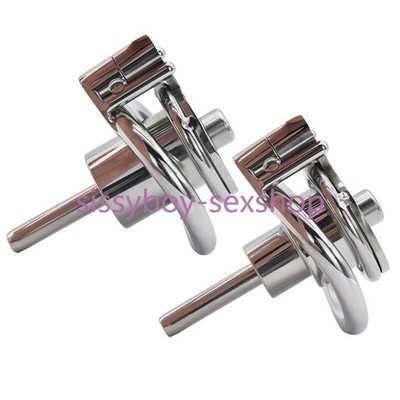 Stainless Steel Male Chastity Cage Men Flat Chastity Device Metal Lock Belt