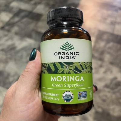 Organic India Moringa Herbal Supplement Green Superfood, 180 Veg Caps Exp 2028