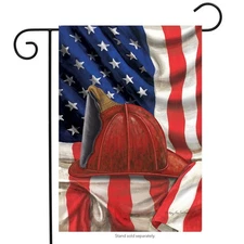Briarwood Lane Fireman Helmet Garden Flag