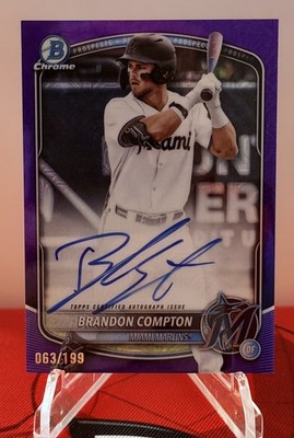 2025 Bowman Draft #BMA-BCO Brandon Compton Purple Mojo Auto /199 