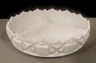 Vintage Westmoreland Old Quilt Checkerboard White Milk Glass Divided Relish Dish