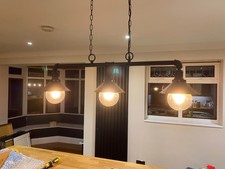Three pronged pipework design pendant light fitting in black