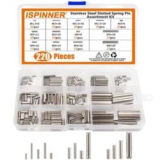 ISPINNER 220Pcs Roll Pin Set, Stainless Steel Slotted Spring Pin Assortment Kit 