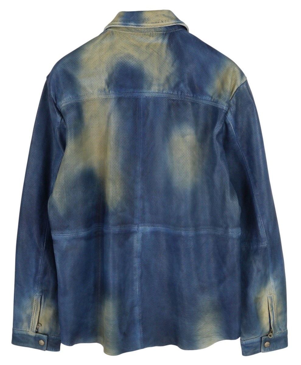 Diesel L-Clime Men's Jacket 52 Washed Blue Sheepskin Leather