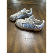 Adidas x Liberty London Samba Kids Floral Blue Suede Gum Sole Sneakers 10K