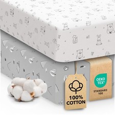 2-Pack Crib Sheets - Soft Cotton Jersey Fitted Sheets for Boys and Girls, Min...