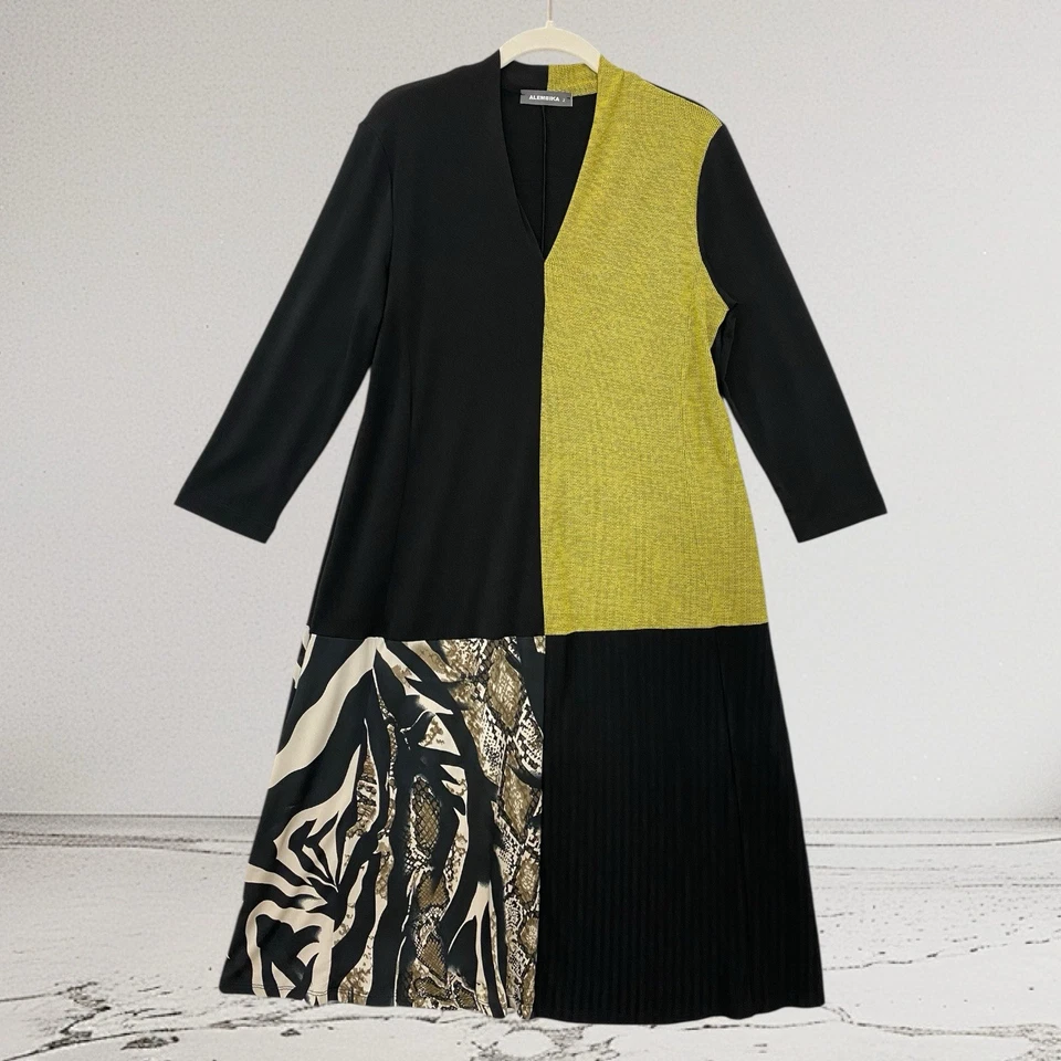 Vestido túnica Alembika para mujer talla 2 EE. UU. 8 bloques de colores Lagenlook otoño boho chic Foto 2 de 4