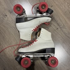 Vtg Sure Grip Roller Skates White Leather Size 7 Suregrip Super X 5R Plate 120mm