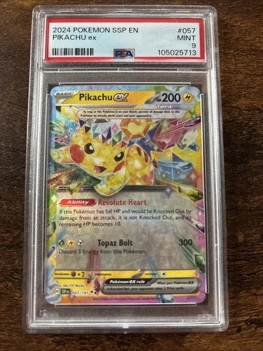Pokémon TCG Pikachu EX Surging Sparks PSA 9