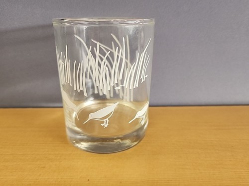 Marushka Sand Piper Beach Dunes Clear Tumbler Lowball Whisky Rocks Glass RARE 🐦