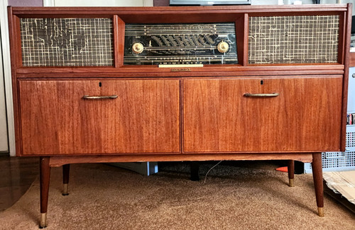 Vtg Tandberg Huldra 6 Stereo Console w/ Reel to Reel Player & Garrard Turntable