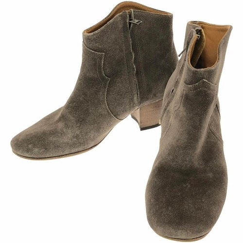 ISABEL MARANT SAMT STIEFEL WILD LEDER ABSATZ GRAU BRAUN 37 gebraucht MESC-0