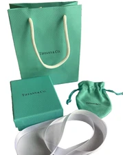 Tiffany & Co. Packaging Empty Blue Gift Box & Pouch 4pc Set