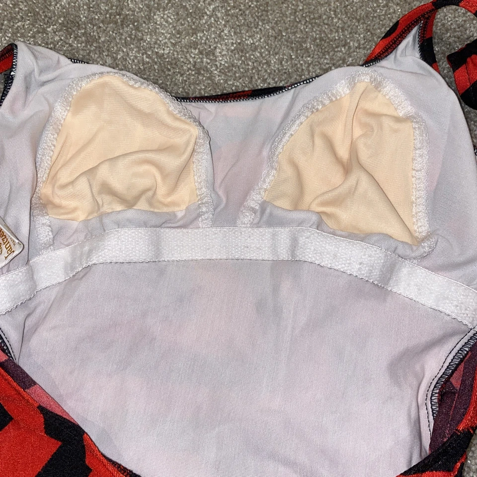 Traje de baño vintage Jantzen de una pieza rojo y negro talla 12 hecho en EE. UU.  Foto 3 de 4