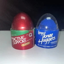 LOT OF 2--Vintage Leggs Egg Active Support COFFEE & Knee Huggers Cobalt Blue