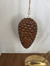 Large brown plastic pinecone Pine Cone Christmas  ornament Sparkly Glitter 7"