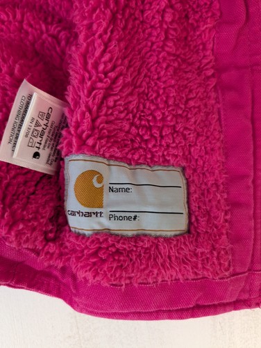 Carhartt Duck Canvas Jacket 12m Infant Pink Sherpa Lined Quilted Full Zip Coat - Picture 3 of 15