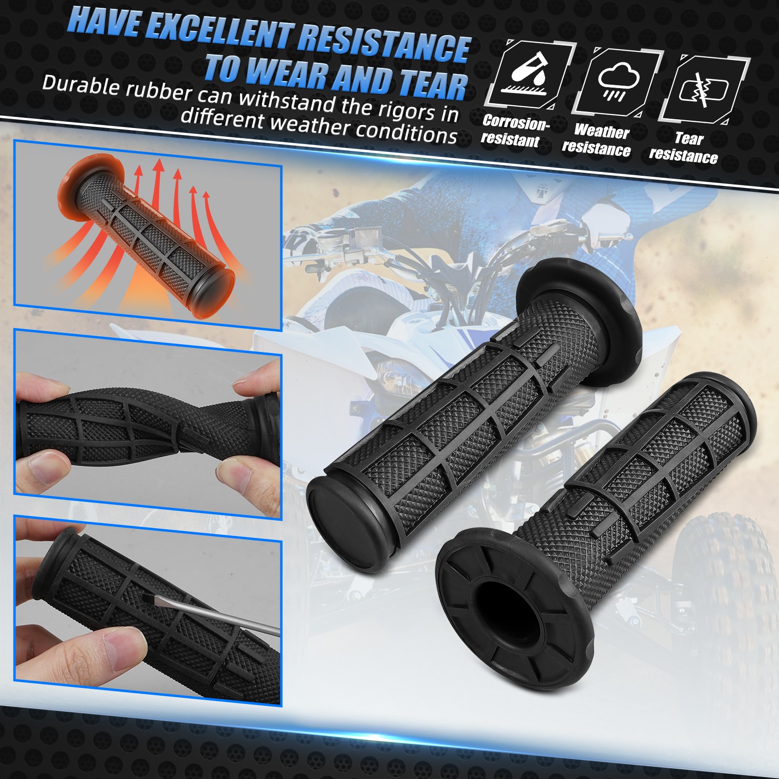 For YAMAHA BLASTER 200 Left + Right Rubber Handlebar Throttle Grips 1988-2006