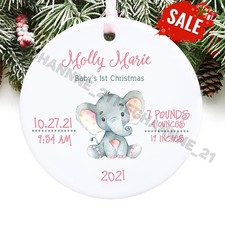 Elephant Christmas Ornament Personalized Baby's First Christmas Ornament Baby...