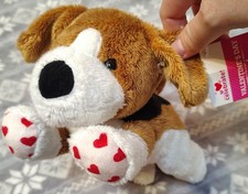 Way to Celebrate Dog Plush Valentine Heart Paws Beagle Stuffed Animal Brown 8in