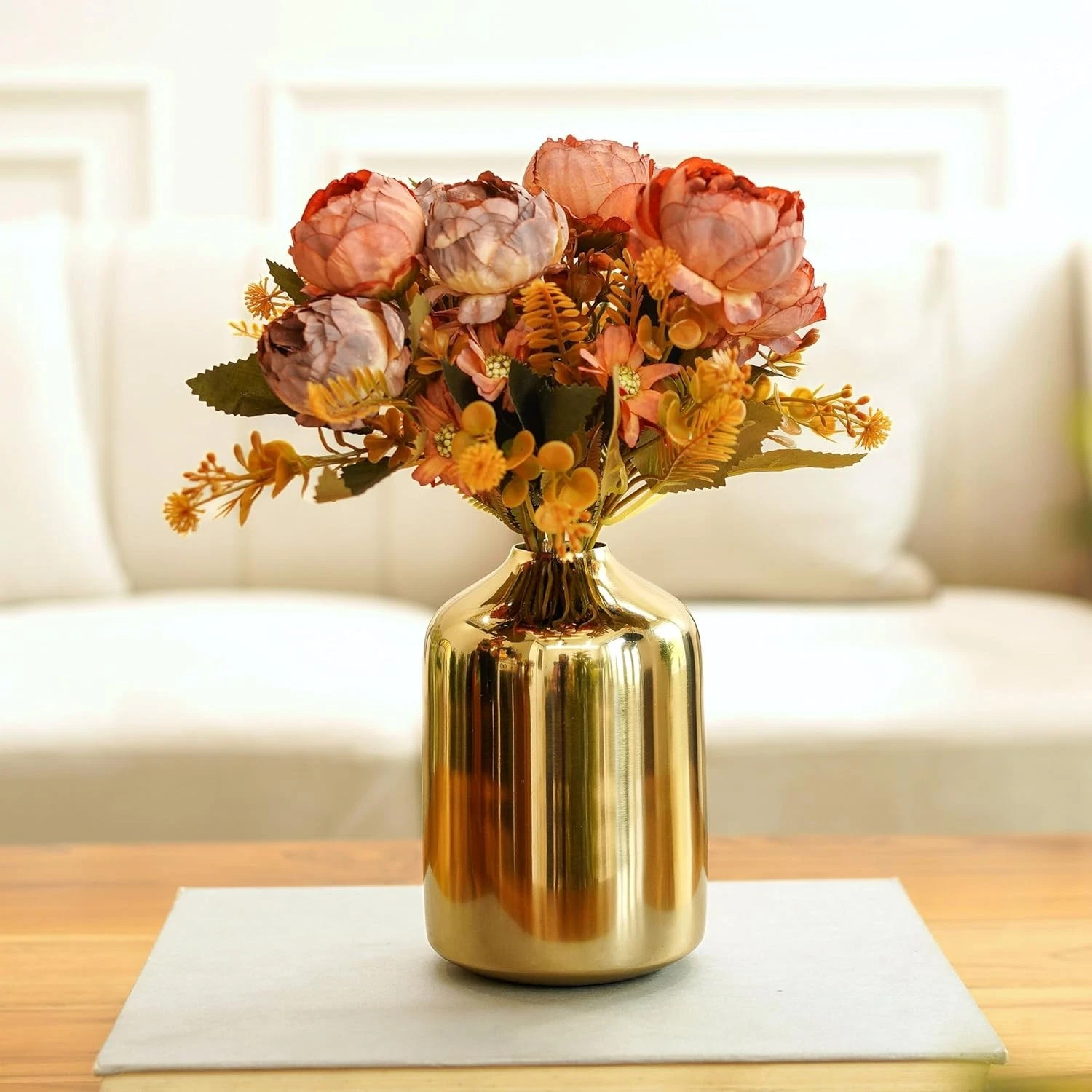 Metal Flower Vase for Home Decor Bedroom Living Room Office Wedding