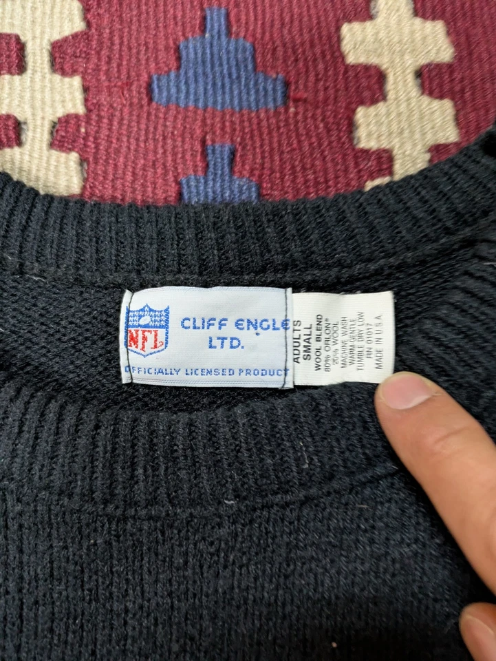 VTG Raiders Knit Sweater, Small, Acrylic & Wool Blend, Striped, NFL, Football - Image 3 of 4