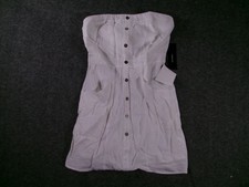 Lulus Dress Womens XS Strapless Button Front Pockets White Sundress Mini Ruched