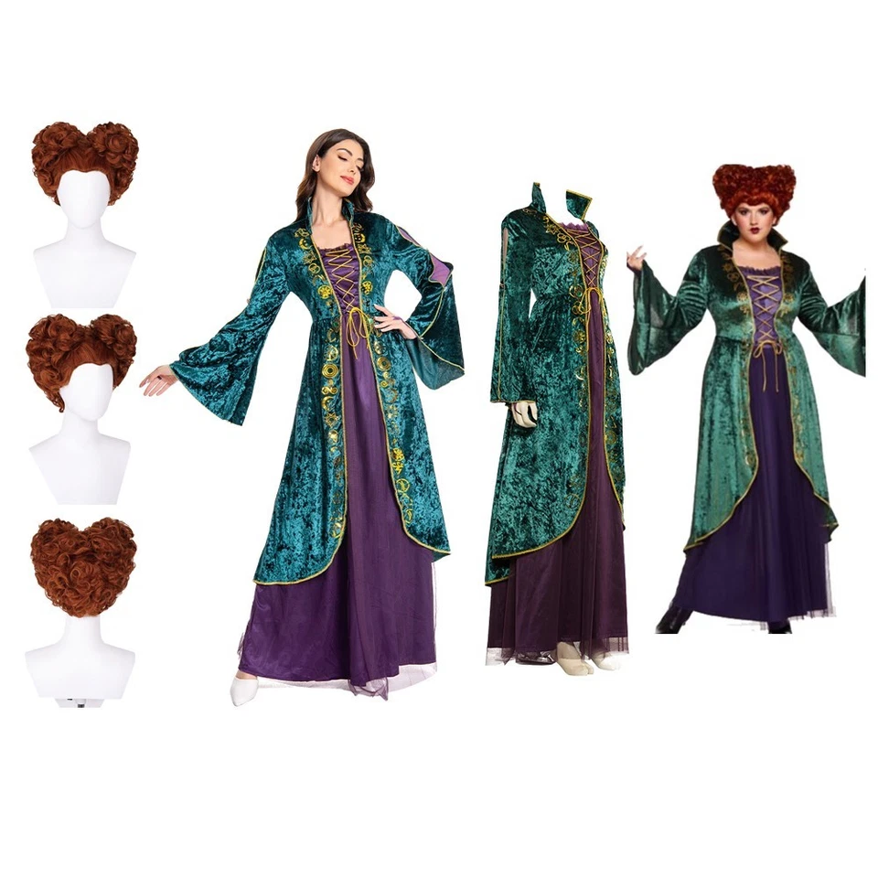 Winifred Sanderson Disfraz Juegos con disfraces Fiesta Vestido Elegante Halloween Carnaval + Pelucas EE. UU. Foto 4 de 4