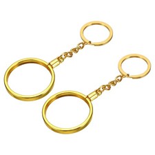 40mm Metal Coin Holder Keychain, 2Pcs Coin Case with Key Ring, Golden