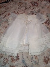 Vintage 3 Piece Boxed Set Girls White Madonna Baptism Gown Slip And Over Coat