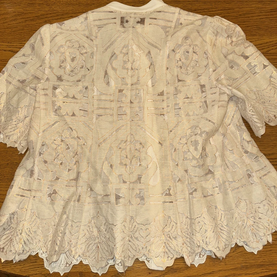 Blusa Anthropologie Floreat Crema Oro Rosa Femenina Corte Encaje Abotonada Talla 4 Foto 2 de 4