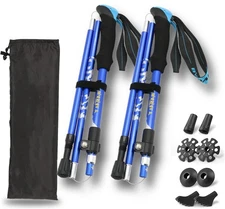 Trekking Poles Lightweight Collapsible Hiking Poles Folding Aluminum Walking ...