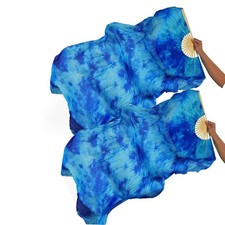 1 Pair Silk Belly Dance Fans Veil Long Folding Left Right 180x90 cm Dance