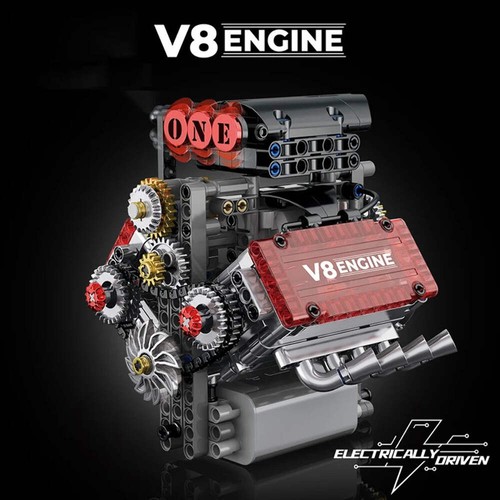 Motorized V8 Engine Simulation Model | Electric Drive Brick Car Building Kit Toy - Picture 1 of 7