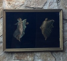 Quadro antico -Figure- stile pompeiano dipinto a olio