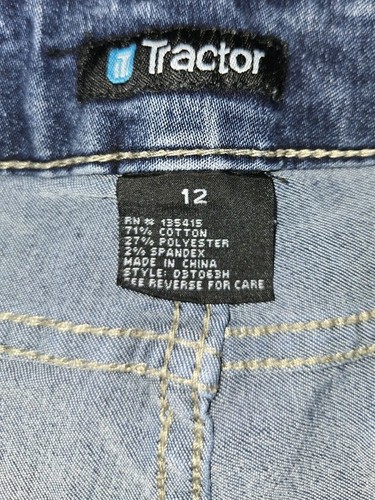 TRACTOR blue Stretch Poly Cotton Denim Roll Cuff Hem Cropped Jeans. Girls 12 - Picture 6 of 6