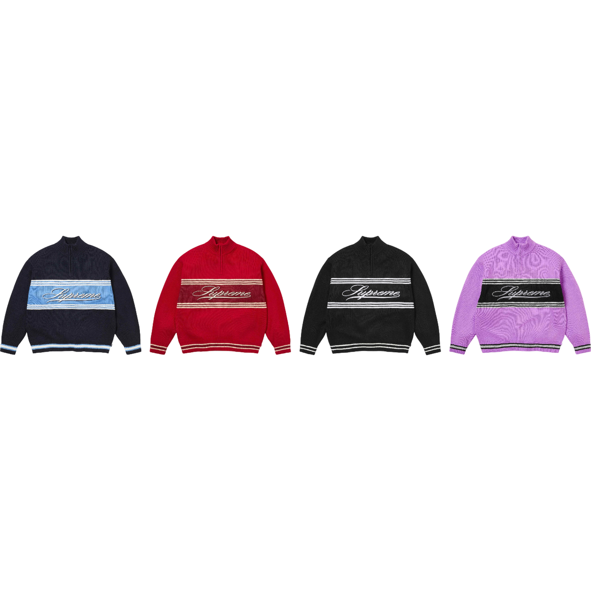 Supreme Script Stripe Half Zip Sweater 4colors FW25 | eBay