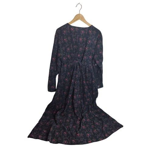 Abito midi vintage Erika & Co Dark Academia floreale velluto a coste bottoni davanti M-L - Foto 4 di 7