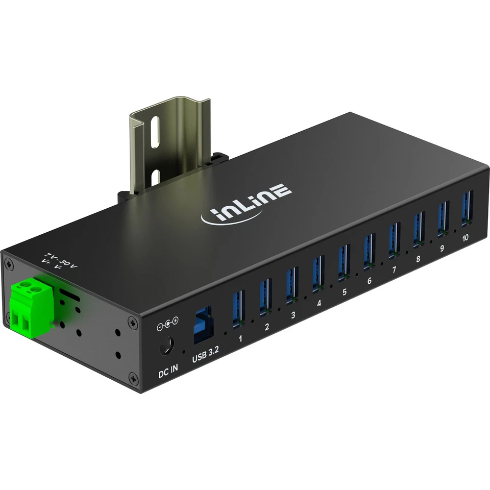 InLine hub industriale USB 3.2 Gen.1 10 porte alluminio con 35396C - Immagine 2 di 4